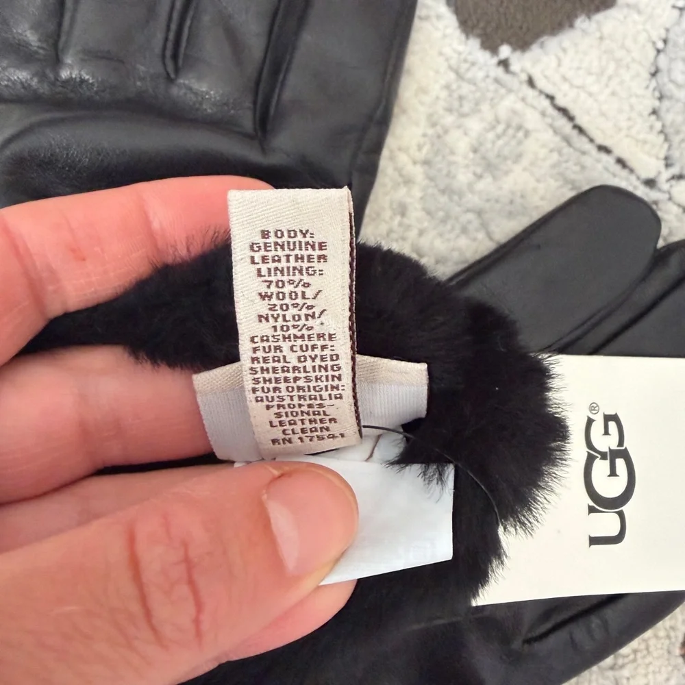 NWT UGG shearling cuff leather gloves, size L